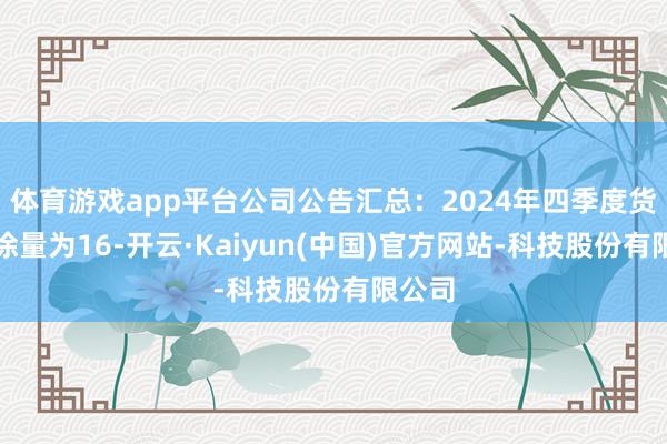 体育游戏app平台公司公告汇总:2024年四季度货色糊涂量为16-开云·Kaiyun(中国)官方网站-科技股份有限公司