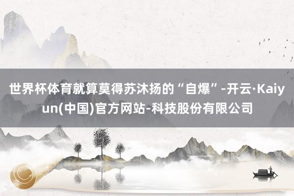 世界杯体育就算莫得苏沐扬的“自爆”-开云·Kaiyun(中国)官方网站-科技股份有限公司