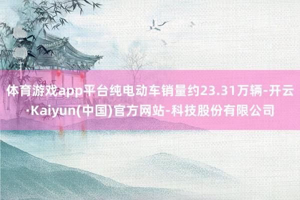 体育游戏app平台纯电动车销量约23.31万辆-开云·Kai
