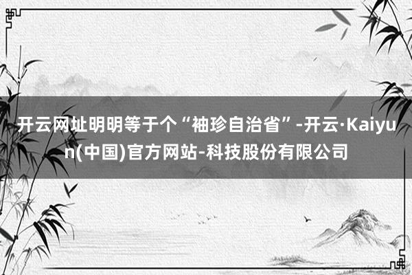 开云网址明明等于个“袖珍自治省”-开云·Kaiyun(中国)
